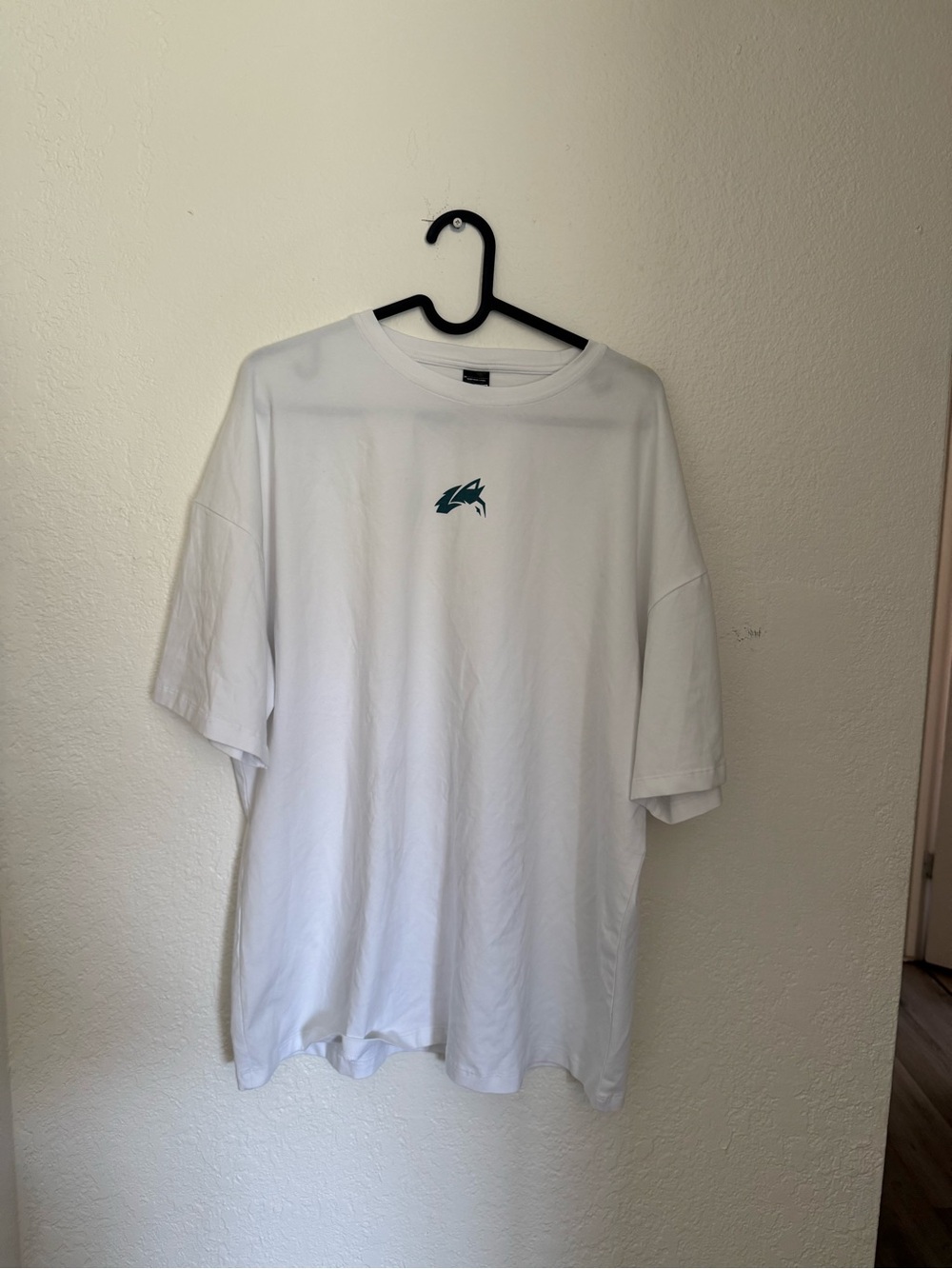 Alphalete White Short Sleeve Tee with Teal Chest Logo